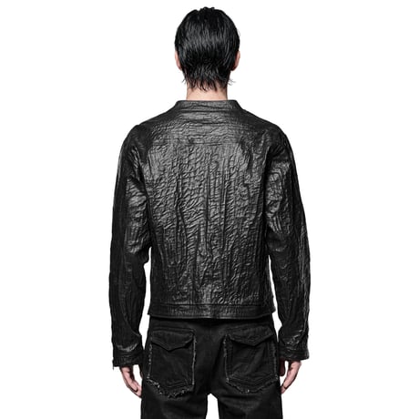 WAXED TEXTURE CRACKLE DOUBLE-ZIP JACKET