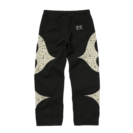 THUG CLUB / IRON STEEL LEATHER DENIM PANTS / BLACK