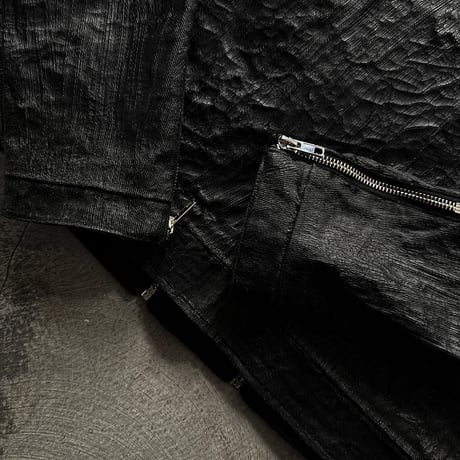 WAXED TEXTURE CRACKLE DOUBLE-ZIP JACKET