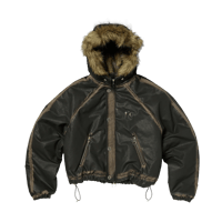 THUG CLUB / THREE RIDING SKULL FUR HOODED JACKET
