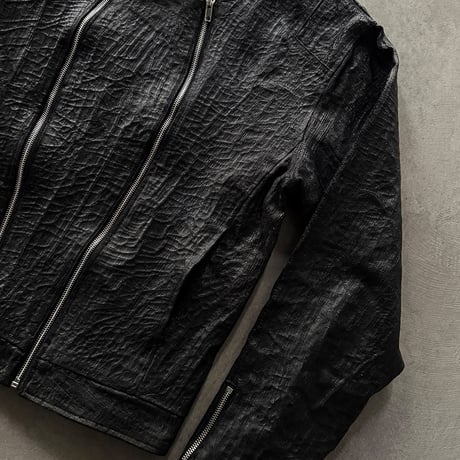 WAXED TEXTURE CRACKLE DOUBLE-ZIP JACKET