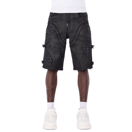GUAPI / All Black Cross Buckle Shorts