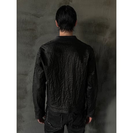 WAXED TEXTURE CRACKLE DOUBLE-ZIP JACKET