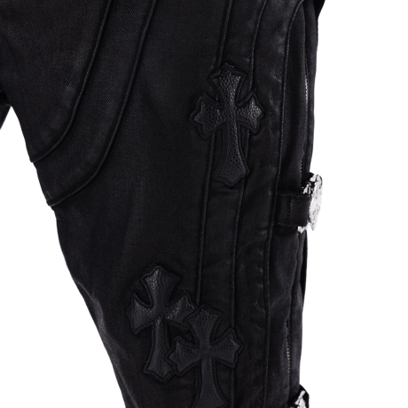 GUAPI / All Black Cross Buckle Denim