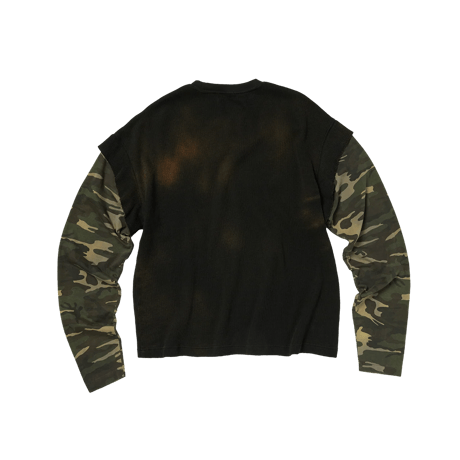 THUG CLUB / TC HELLFIRE LAYERED T-SHIRT / CAMO BLACK