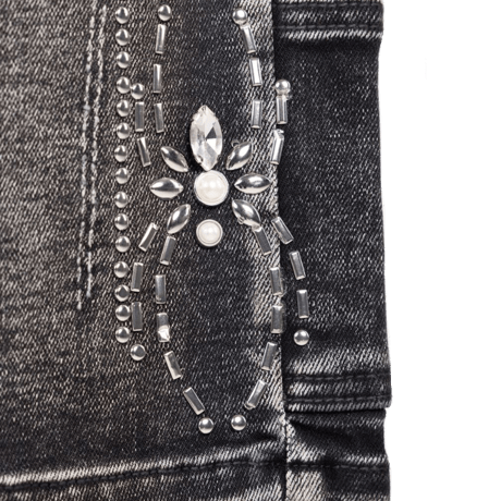 GUAPI / Obsidian Black Spider Denim Shorts