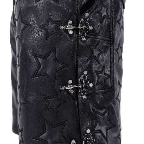 GUAPI / Obsidian Black Stars Leather Shorts