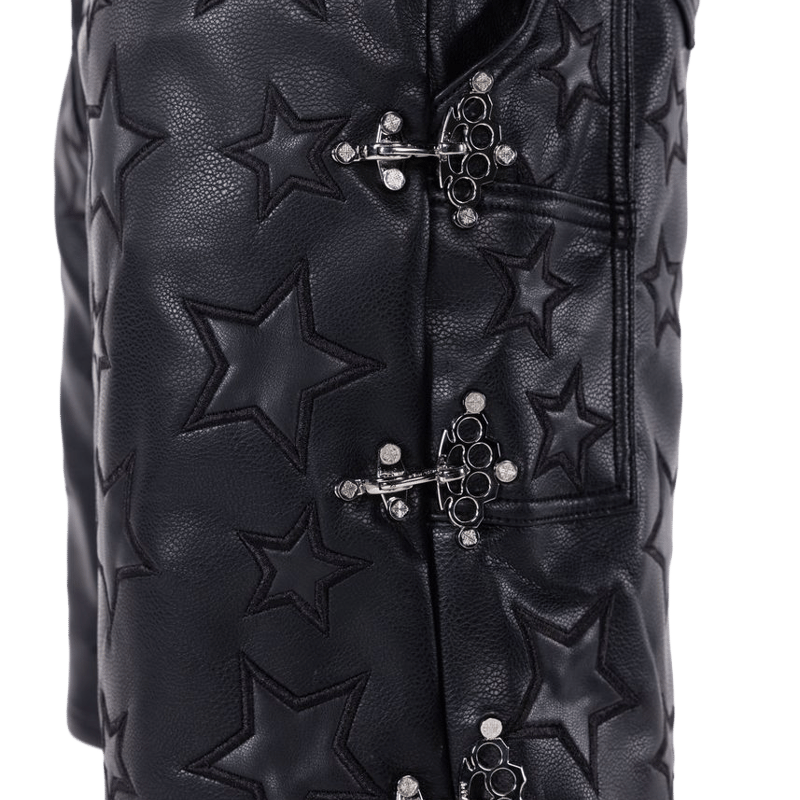 GUAPI / Obsidian Black Stars Leather Shorts | PLUG