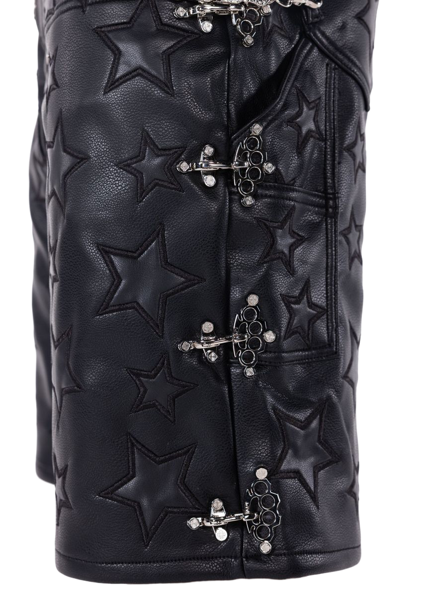 GUAPI / Obsidian Black Stars Leather Shorts | PLUG