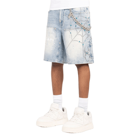 GUAPI / Aqua Blue Spider Denim Shorts