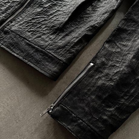 WAXED TEXTURE CRACKLE DOUBLE-ZIP JACKET