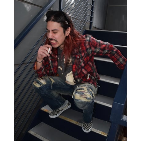 RECKLESS SCHOLARS / WOOL TRATAN BIKER JACKET / RED