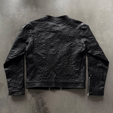 WAXED TEXTURE CRACKLE DOUBLE-ZIP JACKET
