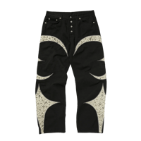 THUG CLUB / IRON STEEL LEATHER DENIM PANTS / BLACK