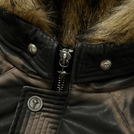 THUG CLUB / THREE RIDING SKULL FUR HOODED JACKET