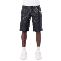 GUAPI / Obsidian Black Stars Leather Shorts