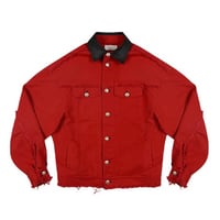 【ラスト1点】ADONIS ORBIT PROJECT / LAMB SKIN COLLAR TRUCKER JACKET / RED