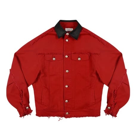 【ラスト1点】ADONIS ORBIT PROJECT / LAMB SKIN COLLAR TRUCKER JACKET / RED