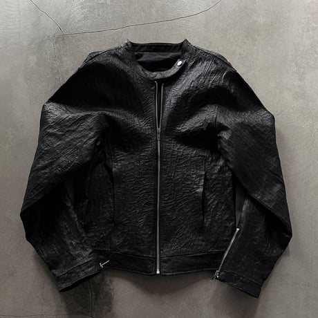 WAXED TEXTURE CRACKLE DOUBLE-ZIP JACKET