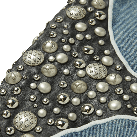 THUG CLUB / IRON STEEL LEATHER DENIM PANTS / BLUE