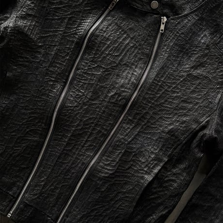 WAXED TEXTURE CRACKLE DOUBLE-ZIP JACKET