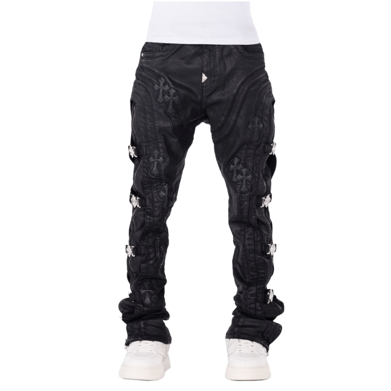 GUAPI / All Black Cross Buckle Denim | PLUG