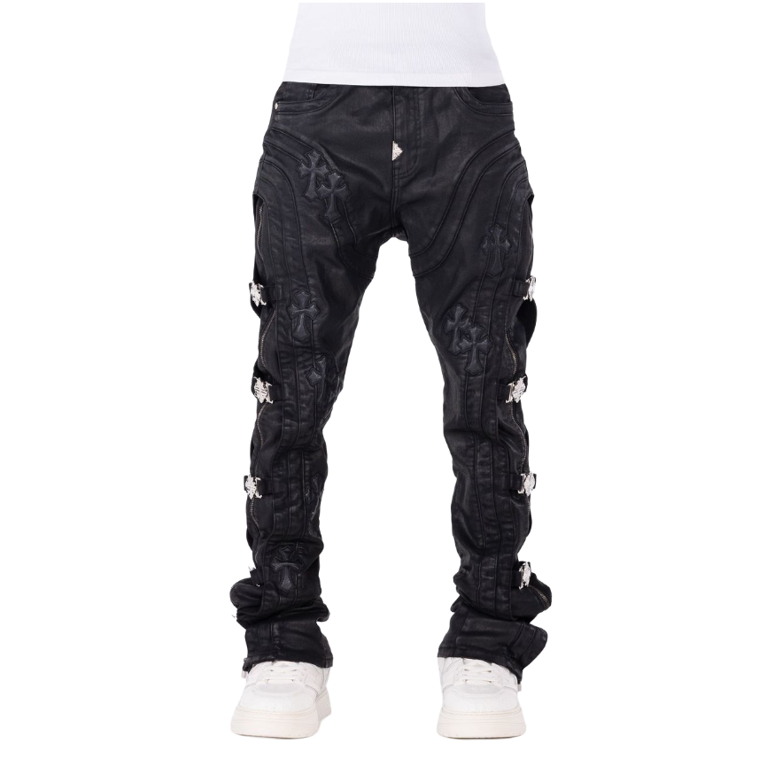GUAPI / All Black Cross Buckle Denim | PLUG