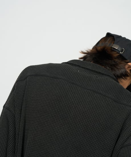 Waffle L/S Polo (Black)