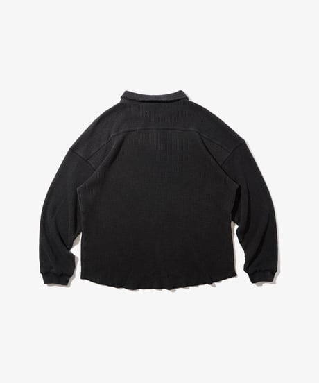 Waffle L/S Polo (Black)