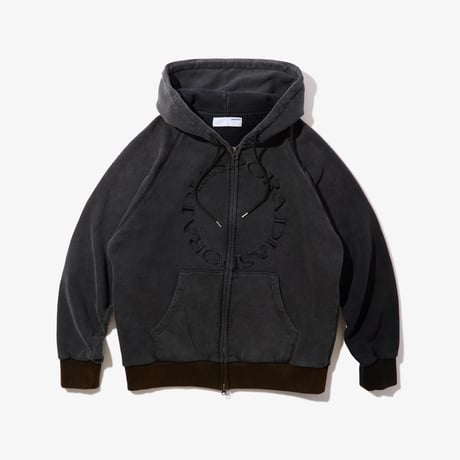 Dyed Full Zip Hooded Sweatshirt (Black)
