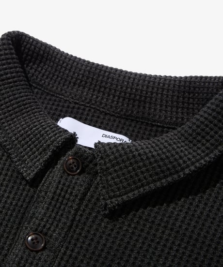 Waffle L/S Polo (Black)