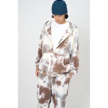 Dyed Full Zip Hooded Sweatshirt (Light Camo)