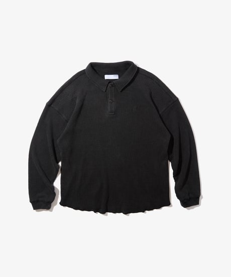 Waffle L/S Polo (Black)