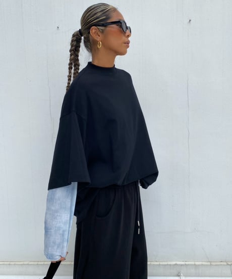 wide tee「mock neck」#161668