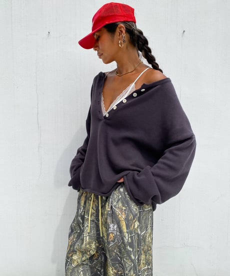 henry neck knit「raw edge」#2602268