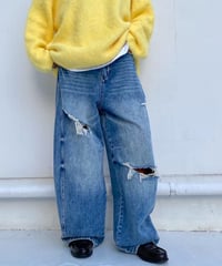 【¥12,800→¥7,480】damage denim pt「ripped barrel」#9212