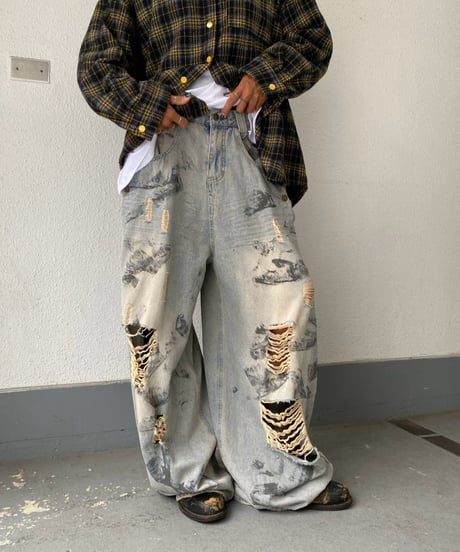 wide denim pt 「painting」#677164