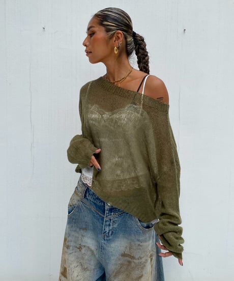 cropped sheer knit「layer me」#61530