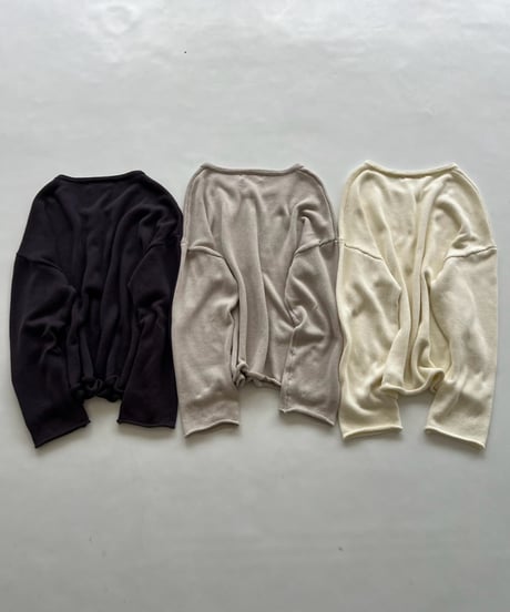 henry neck knit「raw edge」#2602268
