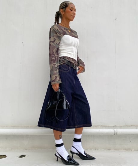 denim buggy shorts「stitch」#88352