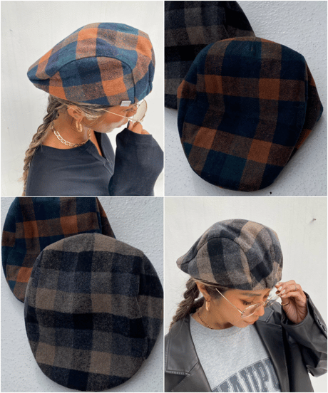 flat cap「check」#2509-6/8