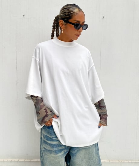 wide tee「mock neck」#161668