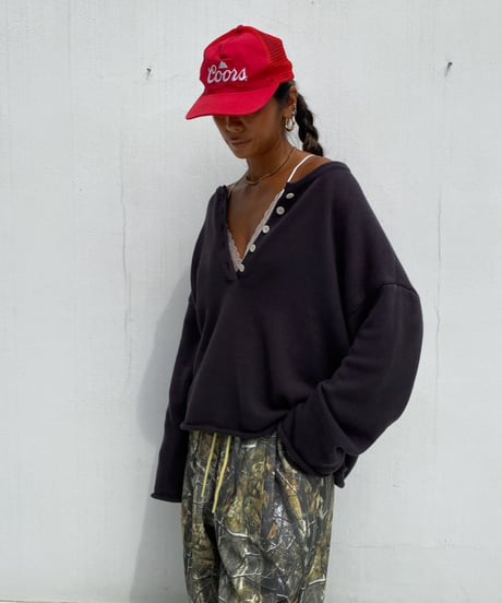 henry neck knit「raw edge」#2602268