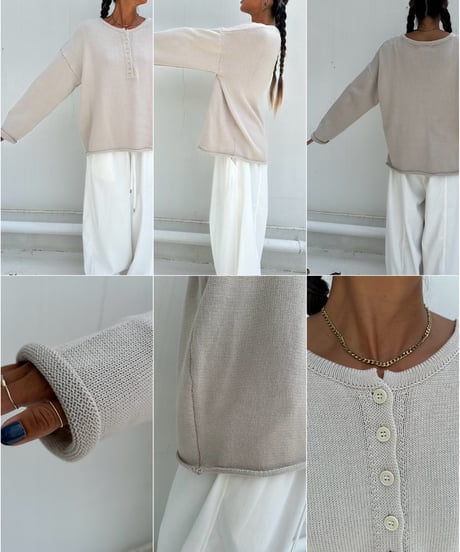 henry neck knit「raw edge」#2602268