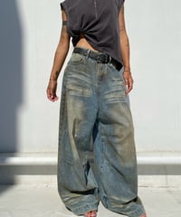 wide denim pt「dirty wash」#589163
