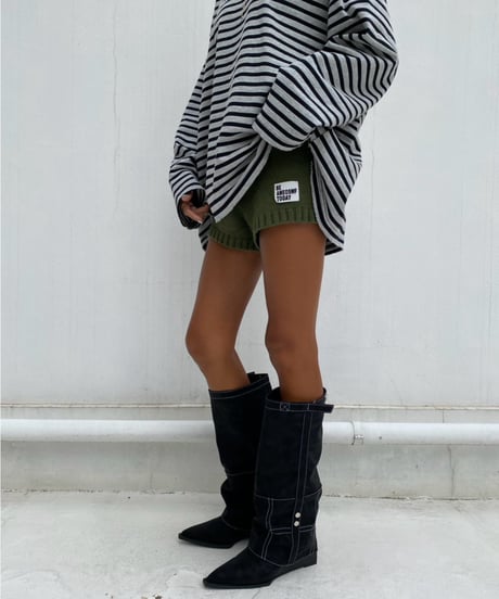 knit shorts「rib edge」#807010