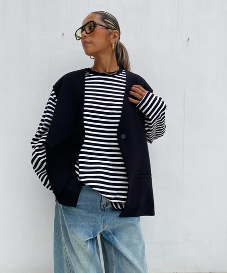 collarless gilet「freely」#35891