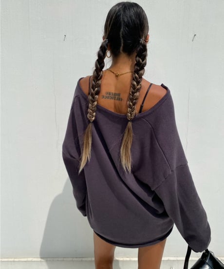 henry neck knit「raw edge」#2602268