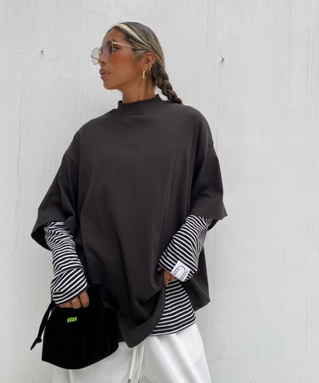 wide tee「mock neck」#161668
