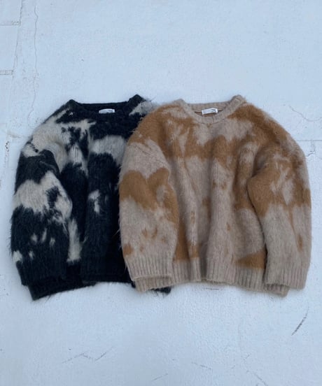 wide shaggy knit「marble」#1806